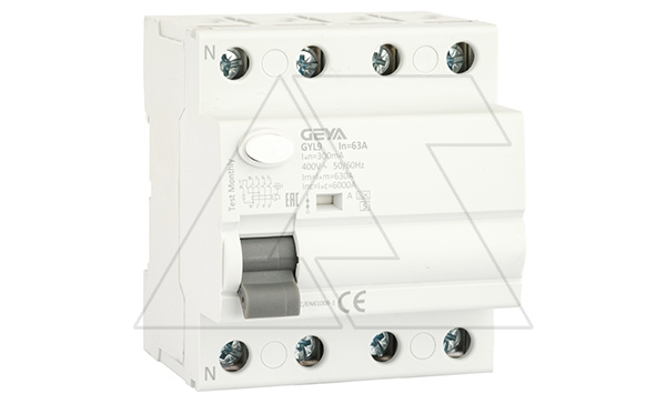 Купить УЗО GYL9-4P-63A-300mA, 4P, 63A, 6 kA, 300mA, тип A-S, селективное (130_500ms), 4M фото