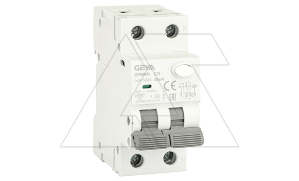 Купить Дифф. авт. выключатель GYR9NM-C25-30mA, 1P+N, 25A, хар-ка C, 6 kA, 30mA, тип A, 2M фото