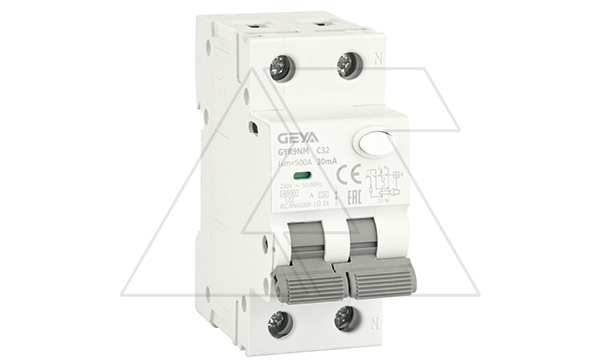 Купить Дифф. авт. выключатель GYR9NM-C32-30mA, 1P+N, 32A, хар-ка C, 6 kA, 30mA, тип A, 2M фото