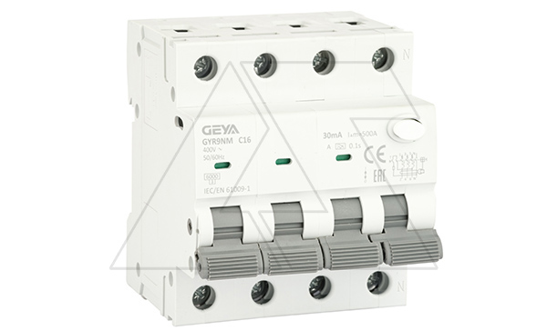 Купить Дифф. авт. выключатель GYR9NM-C16-30mA, 3P+N, 16A, хар-ка C, 6 kA, 30mA, тип A, 4M фото