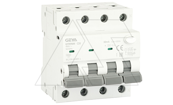 Купить Дифф. авт. выключатель GYR9NM-C20-30mA, 3P+N, 20A, хар-ка C, 6 kA, 30mA, тип A, 4M фото