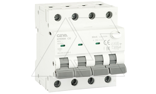 Купить Дифф. авт. выключатель GYR9NM-C32-30mA, 3P+N, 32A, хар-ка C, 6 kA, 30mA, тип A, 4M фото