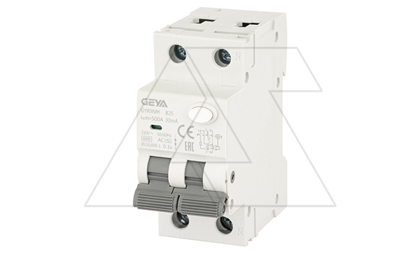 Купить Дифф. авт. выключатель GYR9NM-B25-30mA, 1P+N, 25A, хар-ка B, 6 kA, 30mA, тип AC, 2M фото