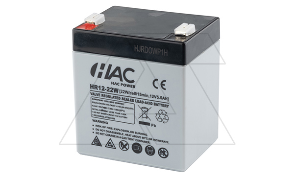 Купить Батарея аккумуляторная HAC HR12-22W, F2, 12V/5.5Ah, 90х70х101(107) ДхШхВ, 1.6 кг, 8 лет фото