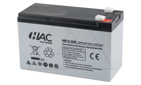 Купить Батарея аккумуляторная HAC HR12-32W, F2, 12V/8Ah, 151х65х94(100) ДхШхВ, 2.2 кг, 8 лет фото