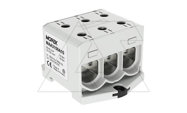 Купить Клемма Morek OTL150-3 серая, 3xAl/Cu 25_150mm², 320(CU)/290(AL)A на клемму, 1000V, винтовые зажимы фото