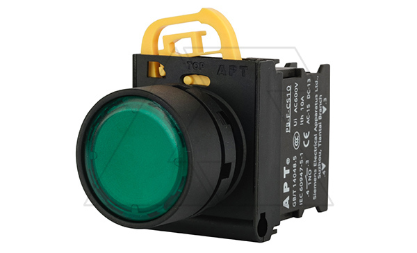 Купить Кнопка плоская PB3E, зеленая, с фиксацией, с подсветкой без LED, 1NO, 6A 230VAC/24VDC, 22mm, IP65 фото