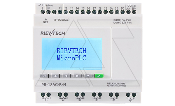 Купить Программируемый логический контроллер PR-18AC-R-N, 110_240VAC, 12DI, 6RO, RTC, SD, Ethernet, ЖКИ фото