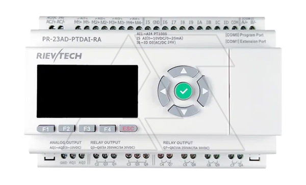 Купить Программируемый логический контроллер PR-23AD-PTDAI-RAI, 12_24VDC, 4xPt1000, 8DI, 1AI(0..20mA/0..10VDC), 8RO, 2AO(0..10VDC), RTC, RS485, ЖКИ, HVAC фото