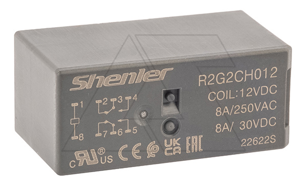 Купить Реле R2G2CH012, 2CO, 8A(250VAC/30VDC), 12VDC, растр. 5mm, IP50 фото