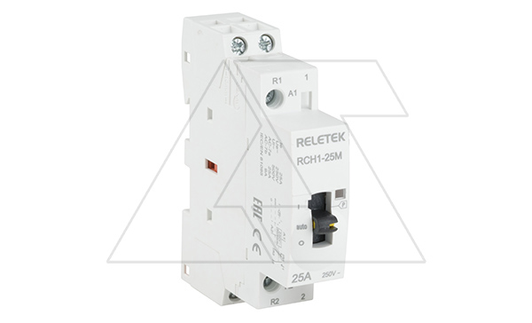 Купить Контактор модульный RCH1-25M11, 25A, 1NO+1NC, 230VAC, с ручным управлением, 1M фото