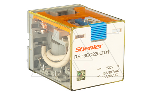 Купить Реле REH3CO220LTD1, 3CO, 16A(400VAC/30VDC), 220VDC, мех. индикация, тест-кнопка с блокировкой, диод +A1/-A2, LED фото
