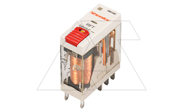 Купить Реле RFT2CO524LT, 2CO, 8A(250VAC/30VDC), 24VAC, мех. индикация, тест-кнопка с блокировкой, LED фото