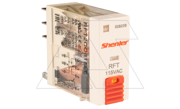 Купить Реле RFT2CO615LT, 2CO, 8A(250VAC/30VDC), 115VAC, мех. индикация, тест-кнопка с блокировкой, LED фото