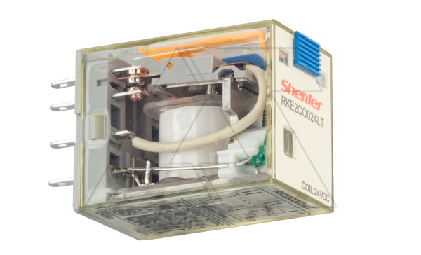 Купить Реле RKE2CO024LT, 2CO, 7A(250VAC/30VDC), 24VDC, мех. индикация, тест-кнопка с блокировкой, LED фото