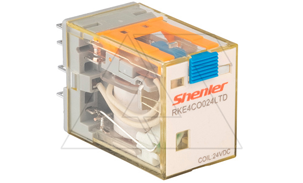 Купить Реле RKE4CO024LTD, 4CO, 5A(250VAC/30VDC), 24VDC, мех. индикация, тест-кнопка с блокировкой, диод -A1/+A2, LED фото