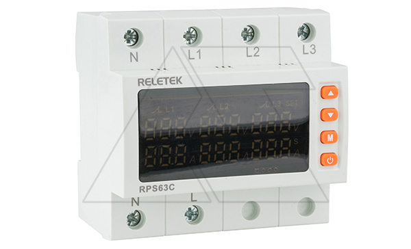 Купить Реле выбора приоритетной фазы RPS63C, 3NO+N, 63A, 220VAC, Umin(80_210V)/Umax(220_300V), 0_20s/0_600s, цифровой дисплей, 5M фото