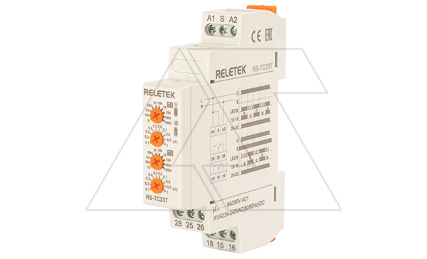 Купить Реле времени RS-TC23T, 1CO(мгновенный)+1CO, 8A(250V AC1), 24_240VAC/DC, 100ms_100d, цикличная работа с T1 и T2, 1M фото