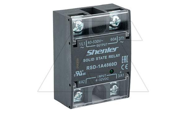 Купить Реле твердотельное RSD-1A4860D, однофазное, 1NO, 60А(40_530VAC), 4_32VDC, W=45mm фото
