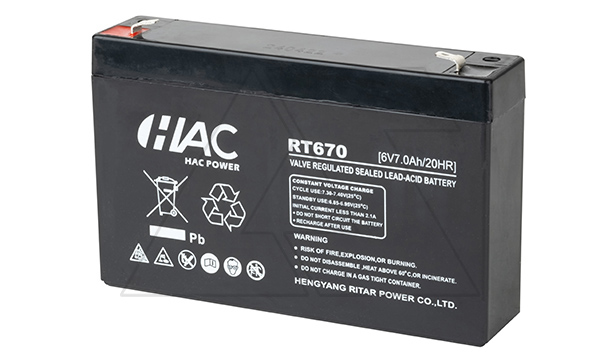 Купить Батарея аккумуляторная HAC RT670, F1, 6V/7Ah, 151x34х94(100) ДхШхВ, 1.0 кг, 6-8 лет фото
