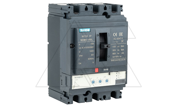 Купить Авт. выключатель SDM6-160L 3P, In=160A, ML2.2, Ir=0.4_1In, Ii=2400A, Isd=1.5_10Ir, Icu/Ics=50kA/400V фото
