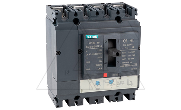 Купить Авт. выключатель SDM6-250F 4P, In=250A, TMA Ir=0.8_1In, Ii=5_10In, Icu/Ics=36kA/400V фото