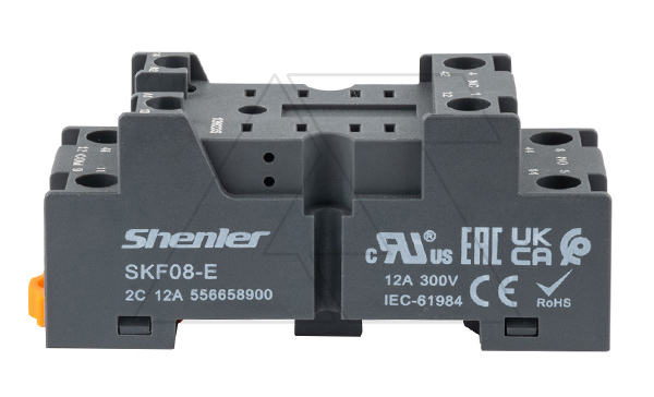Купить Цоколь SKF08-E, 12A(300V), винтовой зажим, черный, на рейку DIN35/панель, для RKE2CO, RKF2CO, R2N, MY2, 55.32, KMY2, PT2 фото