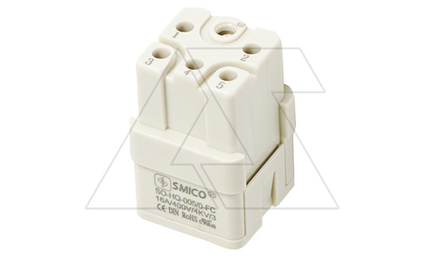 Купить Корпус вставки контактной, размер H3A, тип гнездо, 5P+PE, 16A, 230/400V, обжимной контакт фото