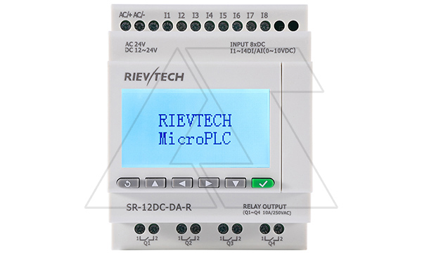 Купить Программируемый логический контроллер SR-12DC-DA-R, 12_24VDC, 8DI(4AI/0_10V), 4RO(10A), RTC, Ethernet, ЖКИ фото
