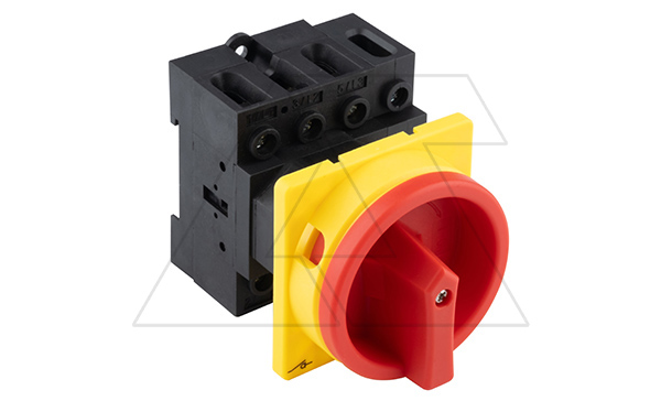 Купить Выключатель нагрузки UKP1-432Z, 3Р+N, 32А/AC21, 11kW/AC23A, 440VAC, красная блок. рукоятка, монтаж на din-рейку/панель, IP20(контакты)/IP65(фронт) фото