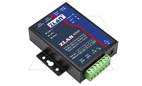 Купить Преобразователь интерфейсов ZLAN5243A, RS-232/485/422 в Ethernet, 2xRS-485, 2xRS-232/422, Modbus Gateway, 24VDC фото