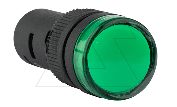 Купить Индикатор светодиодный моноблочный AD16-16C, зеленый, LED 24VAC/DC, 16mm, IP50 GQELE фото