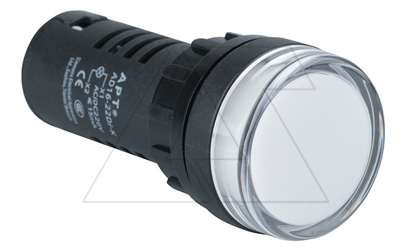 Купить Индикатор светодиодный моноблочный AD16-22D, белый, LED 220VAC/DC, фильтр 30V, IP65, 22mm APT фото