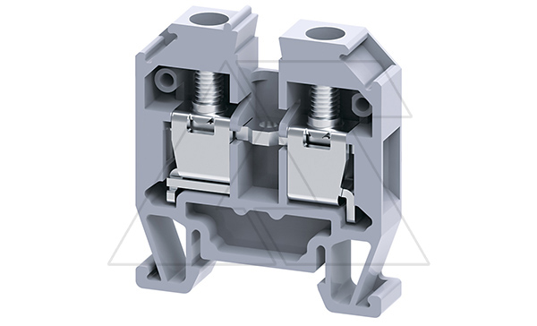 Купить Мини-клемма проходная CMT4 /6x27mm, DIN15, винтовая, 2 присоед., 4(max 6)mm2, 32A, 500V, серая Connectwell фото