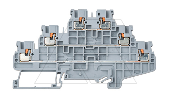 Купить Клемма трехъярусная CPTL1.5 /3,5x97,1mm, push-in, 6 присоед., 1,5(max 2,5)mm2, 15A, 500V, серая Connectwell фото