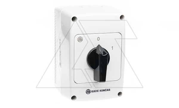 Купить Переключатель PNGBS 25 92, 4P, 25A, тип 0-1, 11kW(400VAC по АС-23), черная рукоятка, в корпусе IP65 Rade Koncar фото