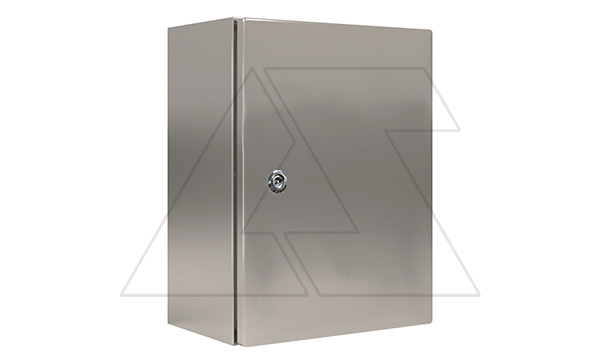 Купить Щит ECOR моноблочный 300x400x150мм (ВxШxГ) из нерж. стали навесной с монт. панелью однодверный, 1 язычковый замок, дно глухое, IP66 ETA фото