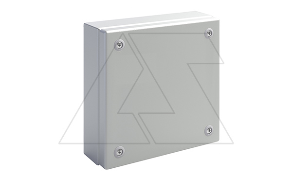 Купить Коробка распределительная EGRAN 150x150x80 (ВxШxГ) с крышкой на 4-ех невыпадающих 1/4 винтах, сталь 1,2мм, RAL7035, IP66 ETA фото