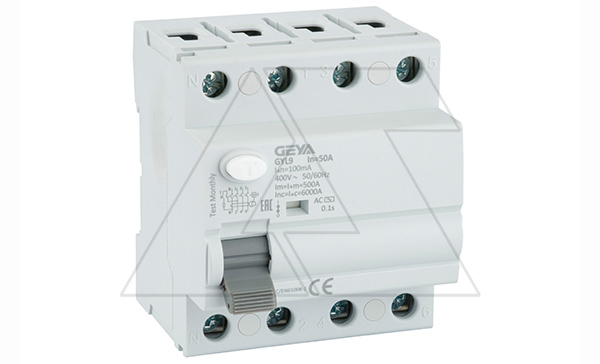 Купить УЗО GYL9-4P-50A-100mA, 4P, 50A, 6 kA, 100mA, тип AC, 4M GEYA фото