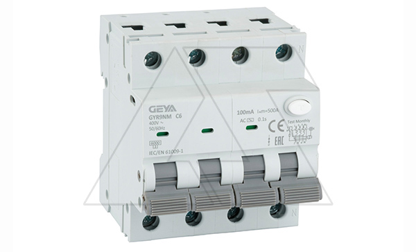 Купить Дифф. авт. выключатель GYR9NM-C6-100mA, 3P+N, 6A, хар-ка C, 6 kA, 100mA, тип AC, 4M GEYA фото