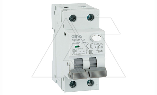 Купить Дифф. авт. выключатель GYR9NM-C10-100mA, 1P+N, 10A, хар-ка C, 6 kA, 100mA, тип AC, 2M GEYA фото