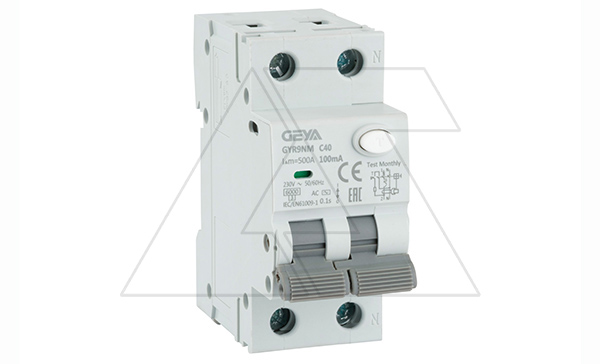 Купить Дифф. авт. выключатель GYR9NM-C40-100mA, 1P+N, 40A, хар-ка C, 6 kA, 100mA, тип AC, 2M GEYA фото
