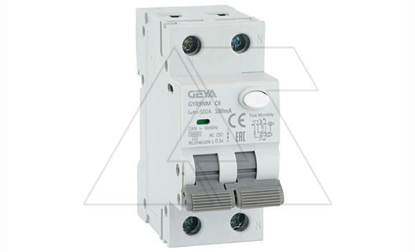 Купить Дифф. авт. выключатель GYR9NM-C6-100mA, 1P+N, 6A, хар-ка C, 6 kA, 100mA, тип AC, 2M GEYA фото