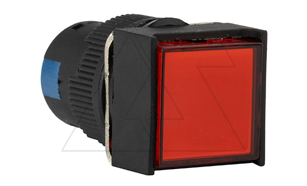 Купить Кнопка плоская LA115-C, фиксация, красная, квадратная, без подсветки, 1CO, 16mm, IP40 GQELE фото