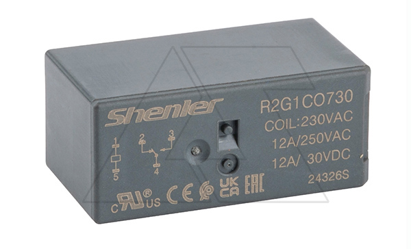 Купить Реле R2G1CO730, 1CO, 12A(250VAC/30VDC), 230VAC, растр. 3,5mm, IP50 Shenler фото