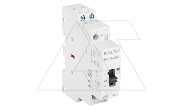 Купить Контактор модульный RCH1-25M20, 25A, 2NO, 230VAC, с ручным управлением, 1M Reletek фото