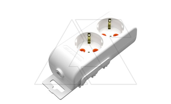 Ri-tech - Колодка розеточная 2x2P+E, со шторками, белый фото