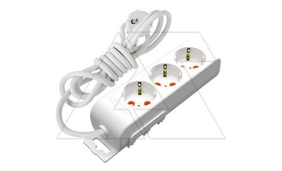 Ri-tech - Удлинитель 3x2P+E, нем. ст., со шторками, кабель 3x1,5мм², 2м, белый фото