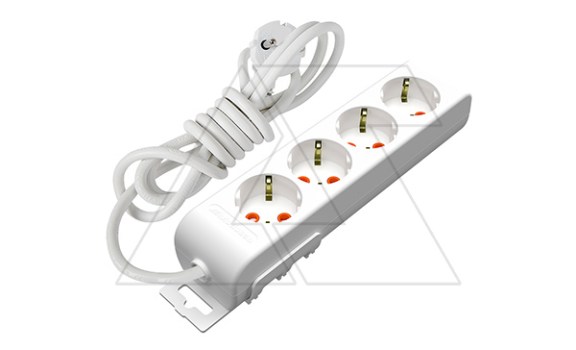 Ri-tech - Удлинитель 4x2P+E, нем. ст., со шторками, кабель 3x1,5мм², 2м, белый фото