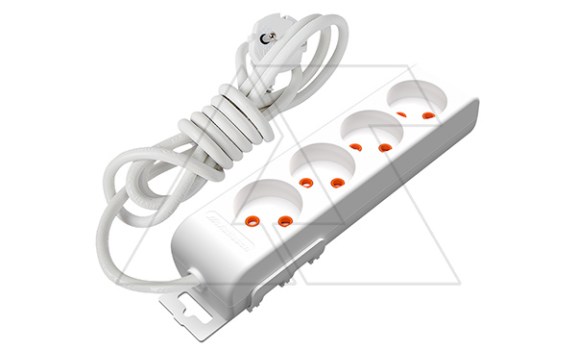 Ri-tech - Удлинитель 4x2P, нем. ст., со шторками, кабель 2x0,75мм², 3м, белый фото